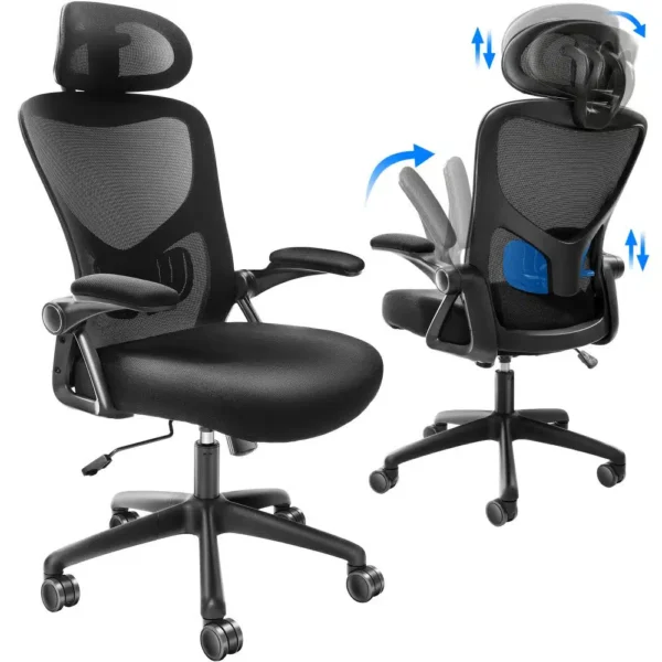 Scaun Ergonomic de Birou Reglabil cu Tetieră și Brațe Rabatabile