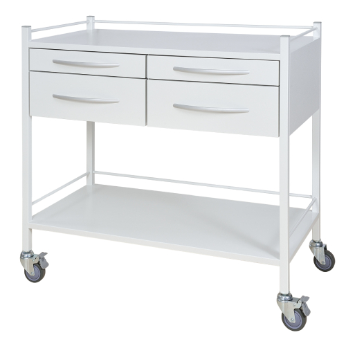 Carucior instrumentar mare cu 2 polite si 4 sertare