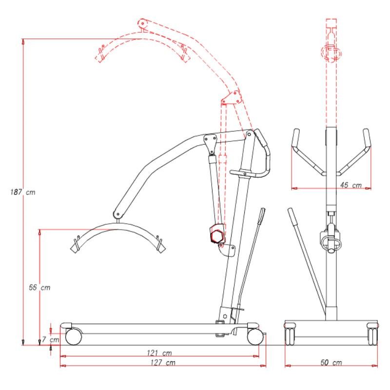 Elevator transfer pacienti, Electric Minilifter - 150 kg