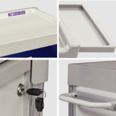 Troliu medicamente Verde, ingust, cu 5 sertare