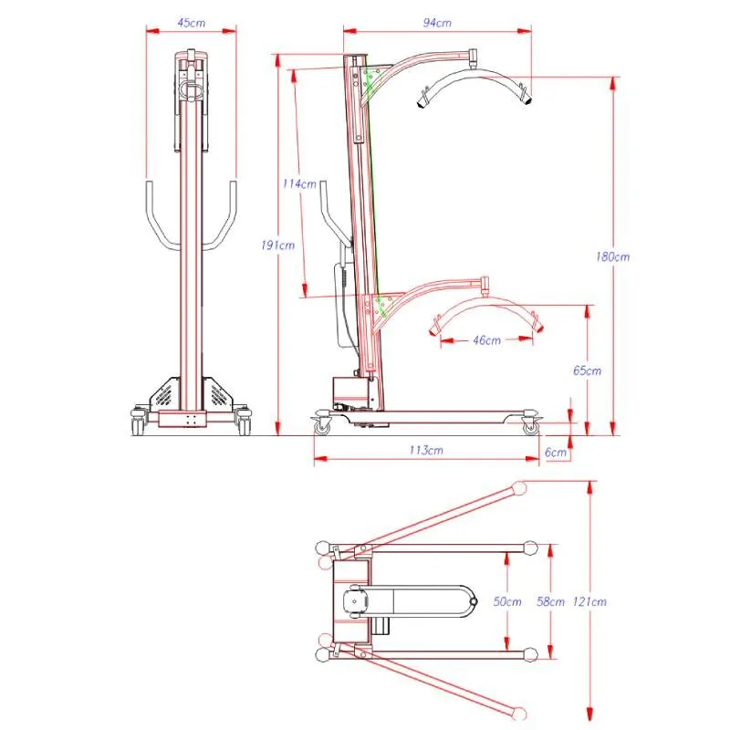 Lift transfer pacienti, picioare electrice - 200 kg - imagine 4
