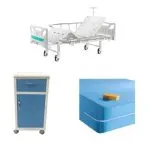 Pat spital manual cu 2 manivele + Saltea Premium I + Noptiera