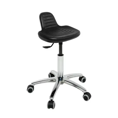 Taburet laborator cromat, inaltime reglabila H 46/58 cm - imagine 1