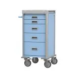 Troliu medicamente Albastru deschis, ingust, cu 5 sertare