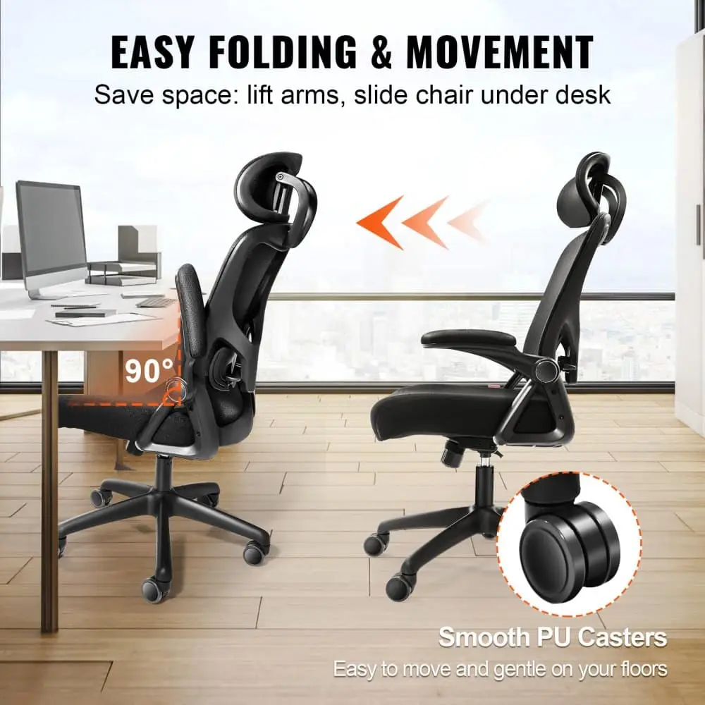 Scaun Ergonomic de Birou Reglabil cu Tetieră și Brațe Rabatabile