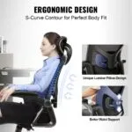 Scaun Ergonomic de Birou Reglabil cu Tetieră și Brațe Rabatabile