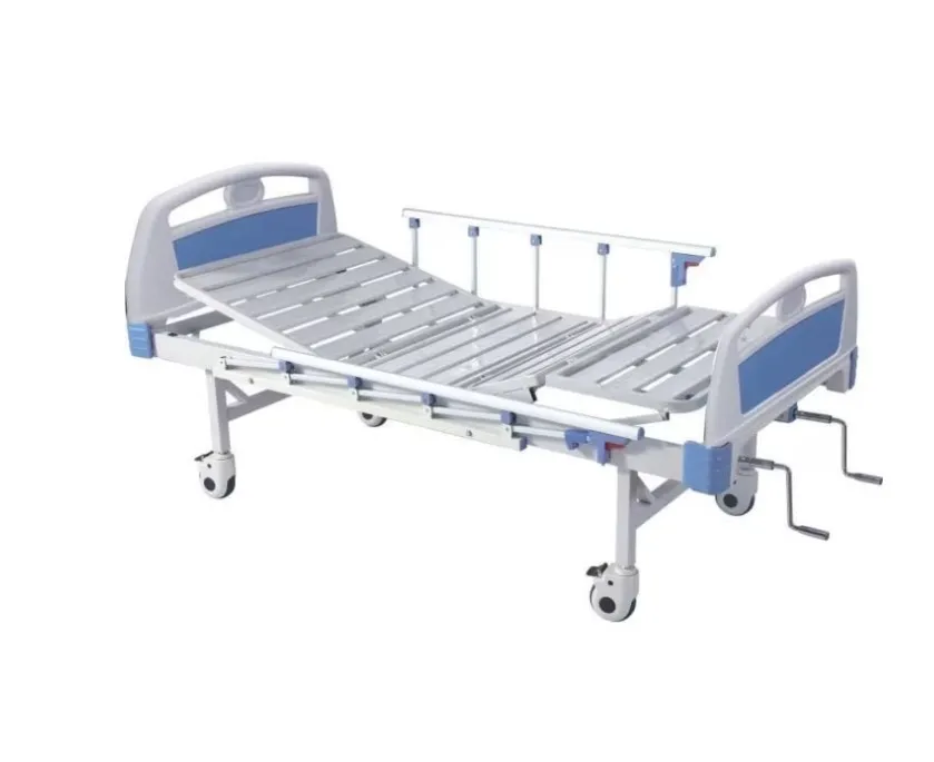 Pat spital manual cu 2 functii – panouri ABS, laterale aluminiu, roti silentioase si stativ perfuzie