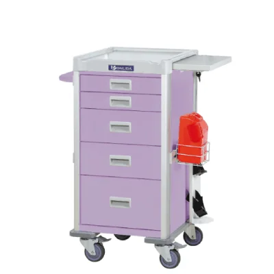 Troliu medicamente Mov, ingust, cu 5 sertare